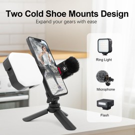 Mechrig Mechrig Mini Tripod with 360 Phone Holder & Dual Cold Shoe, Small Phone Tripod Stand for iPhone/Android, Pocket Selfie Stick Handle Grip Compatible with Cellphone/Action Camera (SY032)