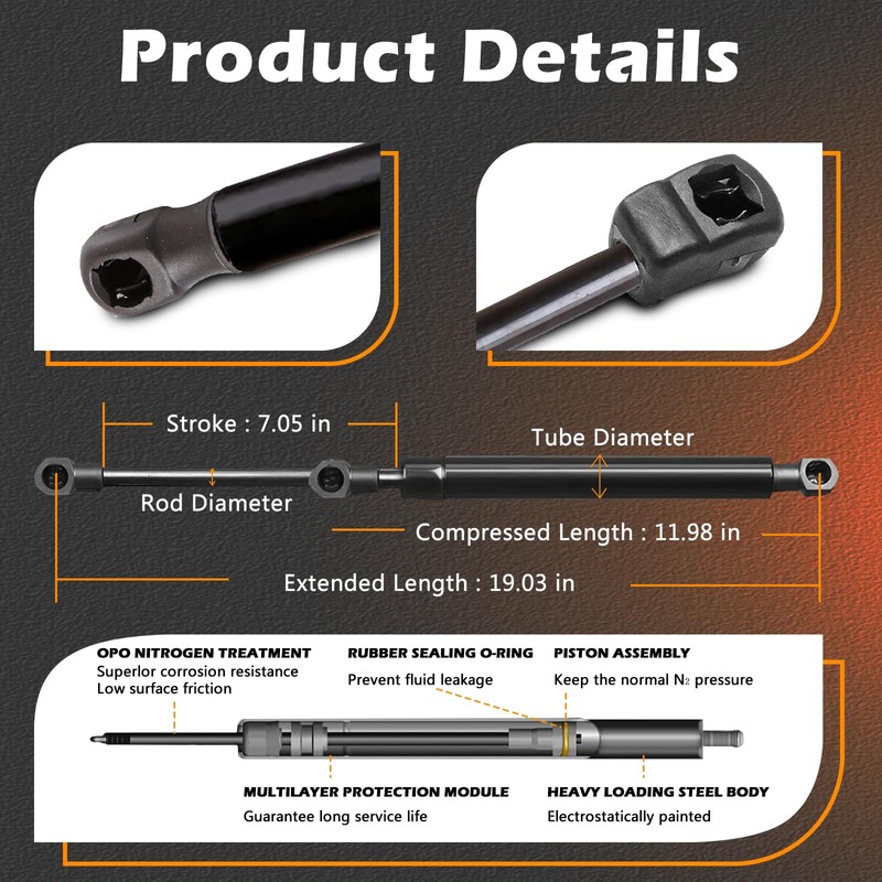 2 Pcs 19.03 in Liftgate Trunk Struts Lift Supports Compatible