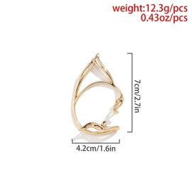 Azusa Sun Gothic Elf Ear Cuffs Fairy Earrings for Women Hollowed Cute Flower Blue Gradient Mermaid Cat Ear Wrap Exquisite Elf Wings Ear Clips Bridal Earrings Cosplay Party Jewelry - 1 pair gold1