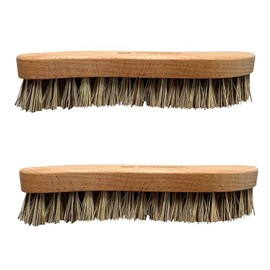 Schrader Dirt Bust, Vegan Scrubbing Brush for Cleaning Wood, Tiles and Leather, Made of Beech Wood and Natural Fibre, 20 x 5 cm, Pack of 2, Made in Germany