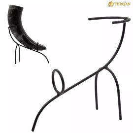 Mythrojan Medieval Horn Holder Twisted Iron Hand Forged Viking Knight Drinking Mead Rack