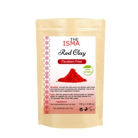 Moroccan Clays Ghassoul Powder, Green Clay, Red Clay and White Clay of Sizes 100g and 200g for Cleansing Facial and Hair mask (100g, Red Clay)