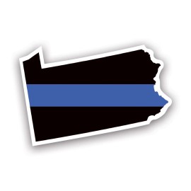 Darkside Ltd Pennsylvania State Shaped Thin Blue Line Sticker Decal - Weatherproof - support - 2" x 1.27"