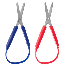 Liitata Loop Scissors, Self-Opening Scissors, Grip Scissors for Children, Teenagers and Adults, DIY Crafts, Red, Blue, Pack of 2