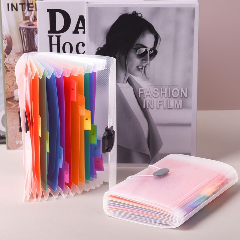 2 Pack Flash Card Holder Rainbow 13 Pockets A6 Accordon