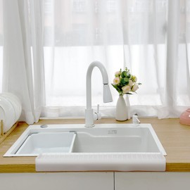 Polpcygne Silicon Sink Edge Protectors For Kitchen Sink Splash Guard, Kitchen Sink Splash Guard, Silicon Sink Protector For Granite,Quartz - White
