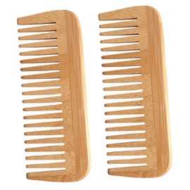 WOONEKY 2pcs No Static Wooden Hair Combs for Comfortable Wide Tooth Design for All Hair Gentle for Women Men