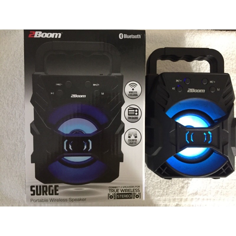 2Boom SURGE Bluetooth Portable Wireless Speaker Colorful Light FX 2BOOM