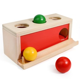Zuxbolf Montessori Toy from 1 Year Wooden Marble Run with Object Permanence Box Motor Skills Toy Tray and Ball Drops for Early Educational Learning Toy for Babies and Toddlers