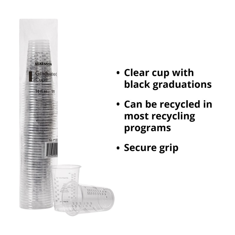 McKesson Graduated Cups, Polypropylene, Disposable, Clear, 7 oz, 1000 Count