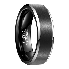 Vakki 8 mm Matt Black Men's Tungsten Ring Black Men's Tungsten Carbide Ring Wedding Engagement Ring Size 52 to 72 (16.6-22.9), Wood