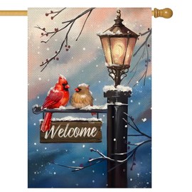 ARGOOFG Christmas Cardinal Winter Garden Flag 12x18 Inch Double Sided Outside Welcome Lamp Snow Holiday Xmas Yard Flag Outdoor Decotaion 3-12 (Blue, 28"x40")
