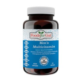 Foods For Gut Men's Multivitamin Formula | 120 Vegetarian Capsules | with Zinc, Manganese & Calcium | Multivitamins D, C, A, E, & B-Vitamins | All-in-One Multimineral & Multivitamin