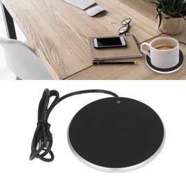 Cup Warmer with 55 °C Constant Temperature Intelligent USB Drink Warmer Coaster Heating for Cups and Glasses with Flat Base Diameter 10.3 cm (Silver)