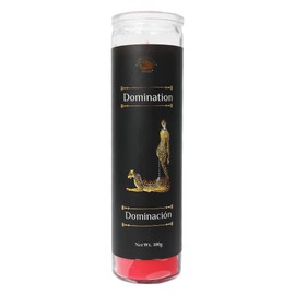 Vrinda® Domination 7-Day Glass Prayer Candle, Infused with Essential Oils, Voodoo, Hoodoo, Intention Candle, Magick, Wiccan, Pagan, Manifestation Jar Candle, 300g, Black