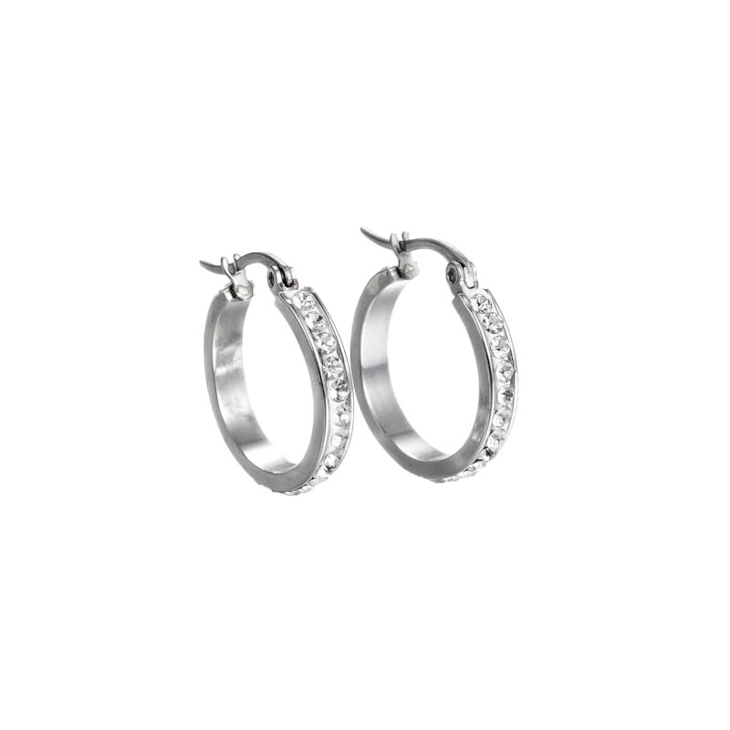 Aretes Arracadas Coquetas Acero Inoxidable Zirconias Blancas (Plateado)