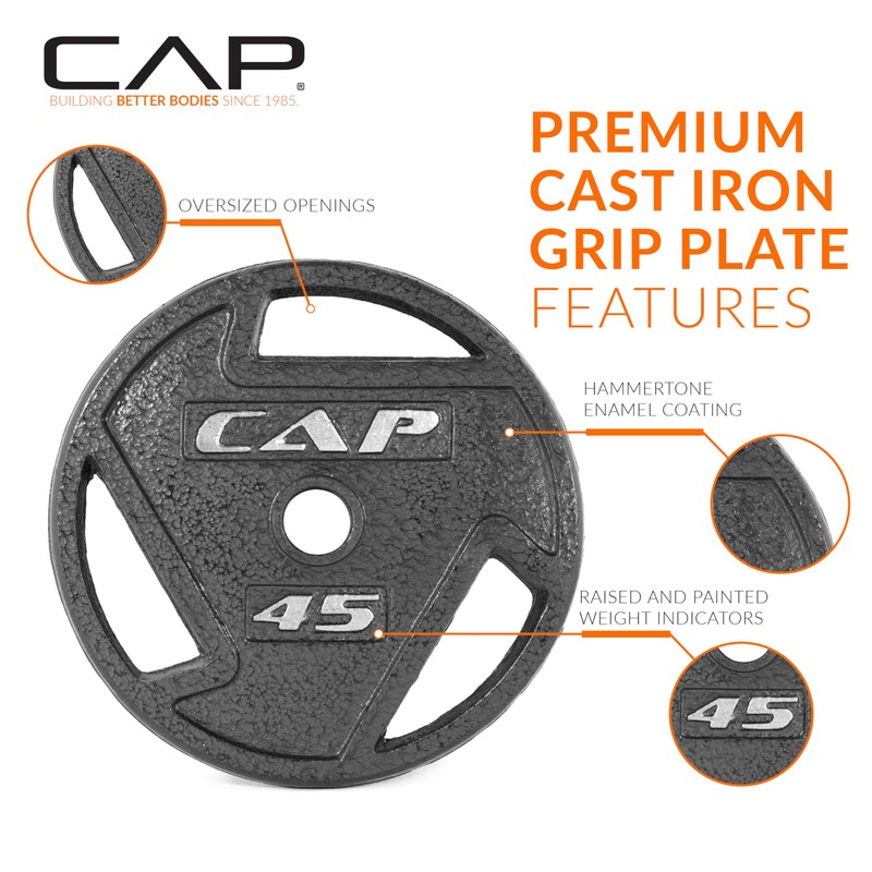 CAP Barbell 45 lb Olympic 2-Inch Cast Iron Grip Weight