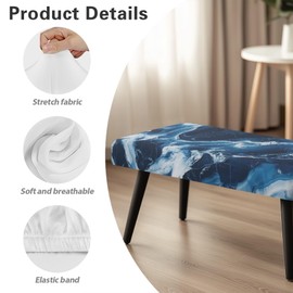 Rerteryuro Blue Bench Cover Stretch Dining Bench Cover Cushion Covers Removable Protector Covers for Dining Room, Living Room, Kitchen