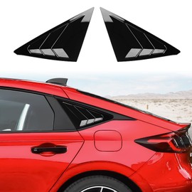 CKE for 11th Gen Civic Hatchback Compatible with Honda Civic 2026 2025 2024 2023 2022 Accessories Sport Car Exterior Rear Side Window Louvers Air Vent Scoop Shades Cover Blinds -Bright Black