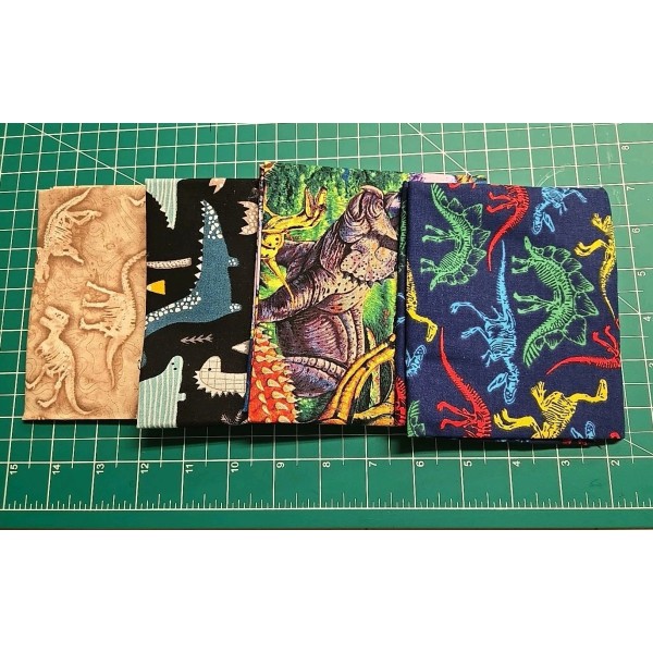 Jo-Ann 4 Fat Quarters Cotton Dinosaurs Bundle Set Prehistoric Fossil