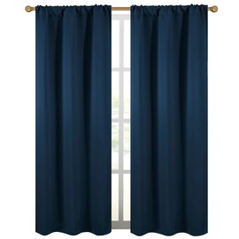 Diraysid Navy Blue Blackout Curtains for Bedroom and Living Room Thermal Insulated Room Darkening Curtains Drapes, 38 x 84, 2 Panels