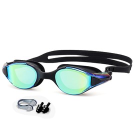 LUYING Swimming Goggles, UV Protection, Anti-Fog, Anti-Flood, Waterproof, Swimming Goggles, Wide Field of View, 3D Ergonomic Design, Belt Adjustable, UV Protection, Adults 10 Years Old, Unisex, For