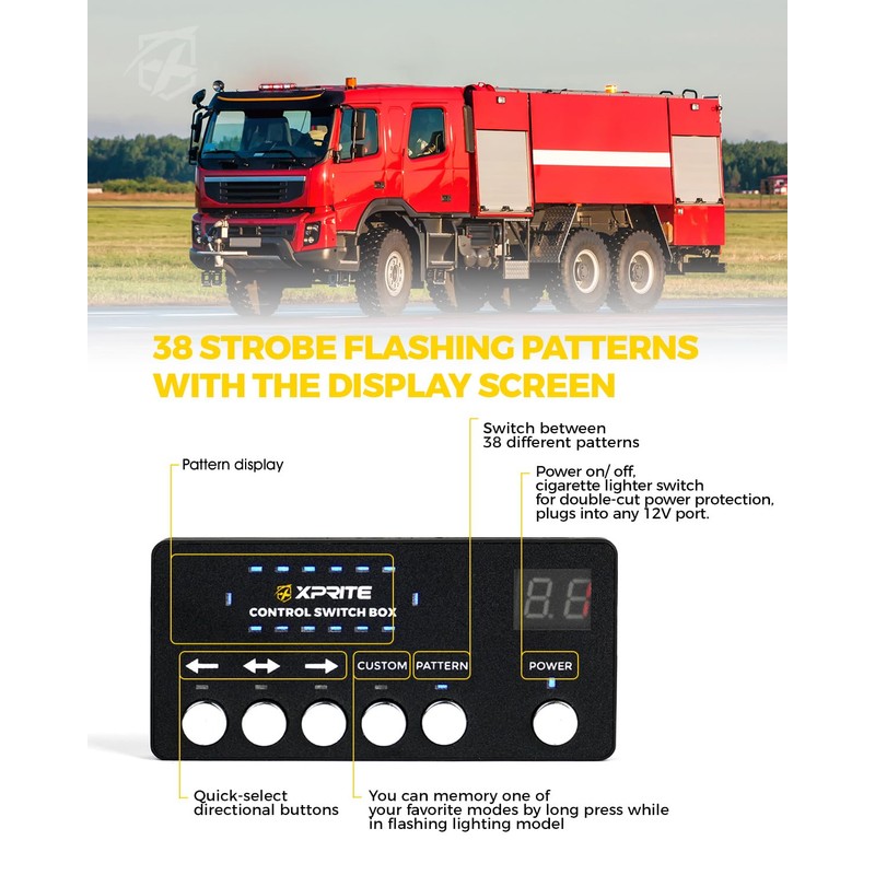 Xprite White Red Rooftop Emergency Strobe Light Bar, Beacon Safety