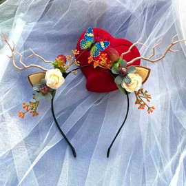 Christmas Elk Antlers Headband Antlers Ear Hair Hoop Hair Band Xmas Party Headpies Headdress for Women and Girls