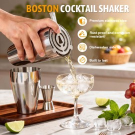 Mwellewm Cocktail Shaker Set, Boston Shakers Bartending Professional Bartender Kit Bartender Beginner Mixed Alcohol Martini Shaker Tins Tool for Bar Drink