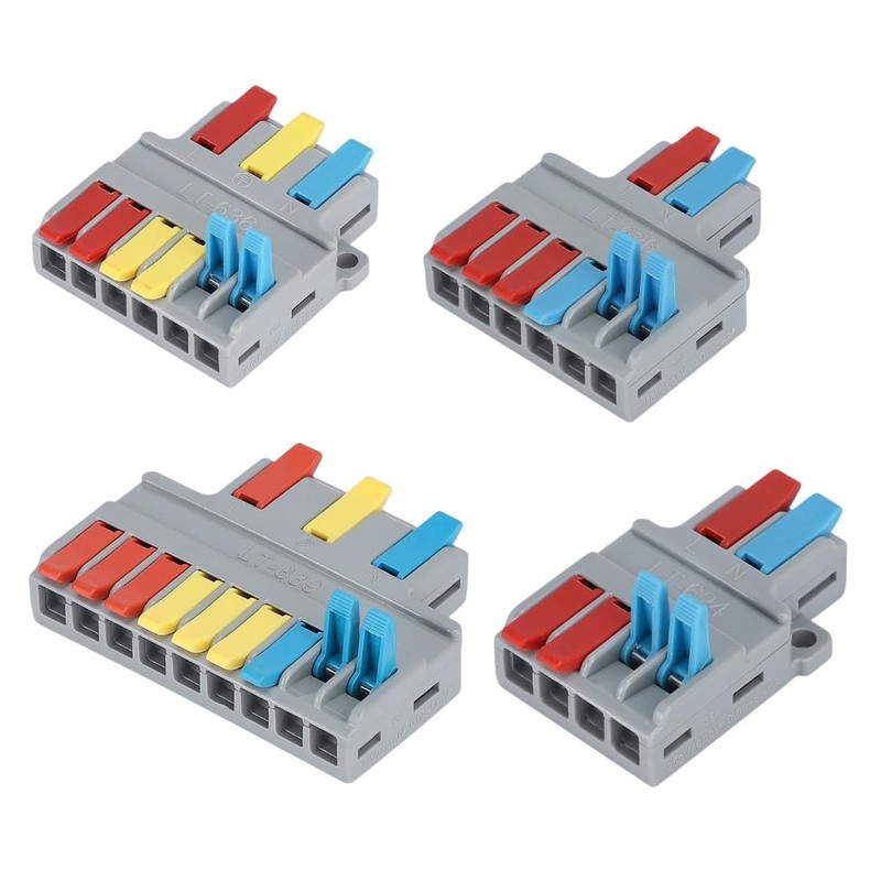 MiJunHD 2 In 4 Out Quick Lever Push-in Electrical Wire