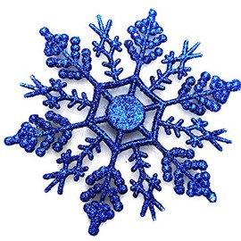 Teensery 24 Pcs Large Snowflakes Acrylic Sparkling Glitter Snowflake Ornaments for Christmas Tree Home Wedding Party Window Party Decor Winter Decoration,Blue
