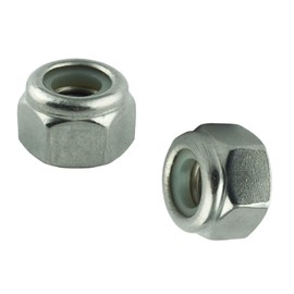 M14 (5 pieces) hex nuts, low shape, stainless steel VA A2 V2, hexagonal nuts, rust-proof, DIN 985, ISO 10511, self-locking, polyamide clamping part AGBERG