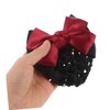 PACKOVE 3pcs Red Elastic Hair Bowknot Mesh Clip Stylish Headdress
