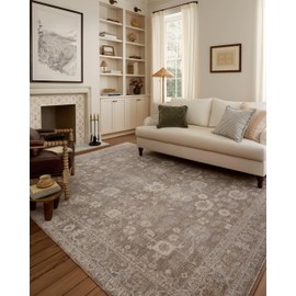 Loloi Chris Loves Julia Louisa Collection LOI-03 Taupe/Ivory 5'-3" x 7'-6", .38" Pile Height, Area Rug