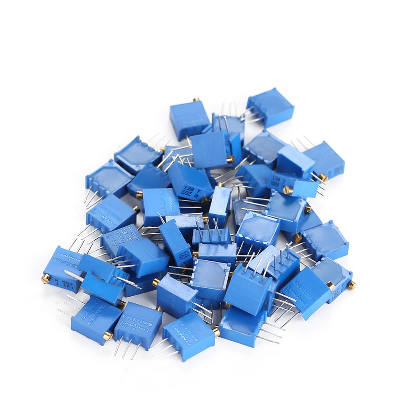 50pcs 3296W 100/200/500/1k/2k/5k/10k/20k/100k/500k Ohm Adjustable Trimmer Resistor