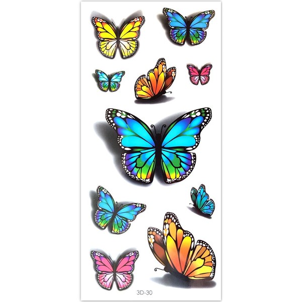 EROSPA® Temporary Tattoo Sheet 3D Butterfly 9 x 19 cm