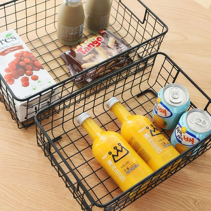 Kingrol 2 Pack Wire Storage Baskets with Handles, Metal Organizer