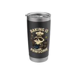 Baking Is Pawsome Funny Raccoon Baker Humor Stainless Steel Insulated Tumbler
