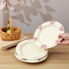 Koythin 8-inch Ceramic Dinner Plates with Bow Design, Microwave Safe