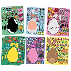 JOYIN 24 PCS Easter Mix and Match Make a Face Animal Stickers with Easter Egg Themed Pig, Bunny, Chicken, Cow, Sheep, Duck Party Favor Supplies, Art and Craft