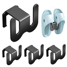 Pack of 4 Shoe Rack Wall, Multifunctional Shoe Holder Wall, Wall Mounted Shoe Holder, No Drilling, Door Shoe Hanger, Wall Shoe Rack for Bathroom, Entrance Door, Space Saving Slippers Rack, Black