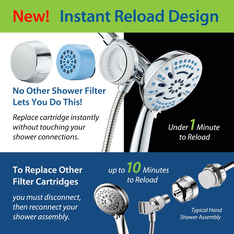 AquaCare Magneton 8-setting Magnetic Docking Hand Shower with Built-in Shower