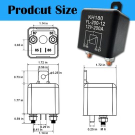 Kalmaegee 12V 200A 4 Pin Automotive Truck Relay Heavy Duty Split Charge Relay Switch with 2 Pin Footprint and 4 Terminal for Car Truck Motor Boat