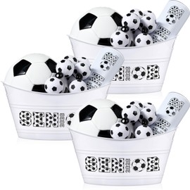 Pickmesh 3 Pcs Soccer Senior Night Sport Gift Basket, Senior 2026 Graduation Gift Basket, 4.5l Plastic Sport Theme Oval Storage Tub for Soccer 2026 Decor Party Favors