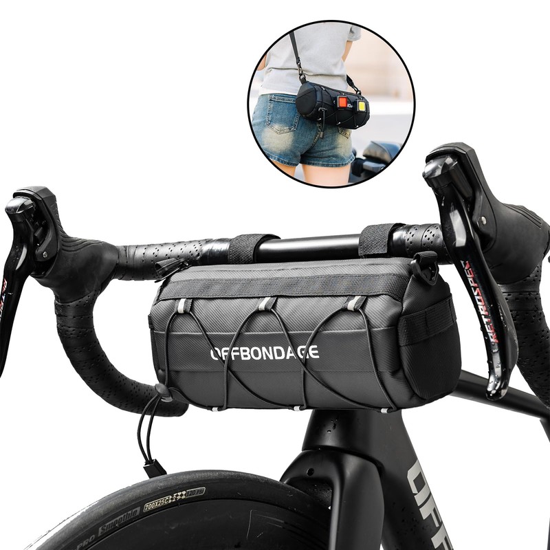 OFFBONDAGE Bicycle Front Bag, Handlebar Bag, 6.6 gal (2 L),