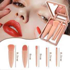 FENQURO Reise Make up Pinsel Set, 10 teiliges Mini Komplettfunktions Kosmetikpinsel Set mit Spiegel für Lippenpinsel Foundation Blending Powder Brush Mini Gesichtskosmetik Make up Pinsel Set