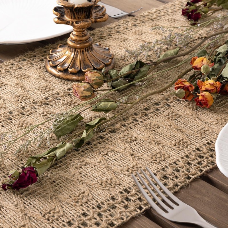 Dremisland Boho Table Runner Macrame Farmhouse 95 Inch Woven Burlap