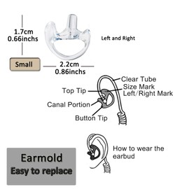 HYS Soft Flexible Open Ear Insert Ear Buds Small Earmold for Walkie Talkie Air Acoustic Earpiece Headset, 3pair Clear Left and Right Earmold