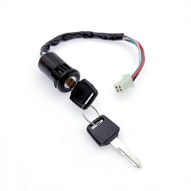 4 Wire Ignition Key Switch for ATV 50 250cc, Quad Bike Ignition Barrel and Key, Universal Ignition Switch with Key for Dirt Bike, Karts, Dune Buggy, Motorcycle, Scooter, Replacement Ignition Switch