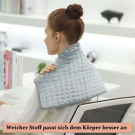 Heating Pad, Heat Pad with Automatic Shut-Off, Heat Cushion for Back, Neck, Shoulder, Stomach, Soft Flannel Surface, Silver Grey (30 x 60 cm)